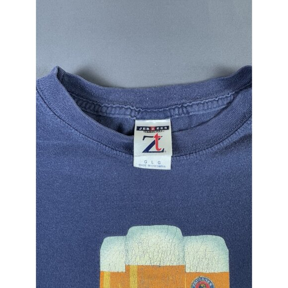 Rare Vintage Paulaner Beer Alcohol Art Weizen Up! Promo Faded Navy Blue Shirt - Picture 8 of 10
